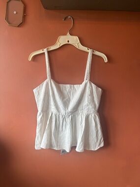 Forever 21 White Peplum Tank with Braided Straps